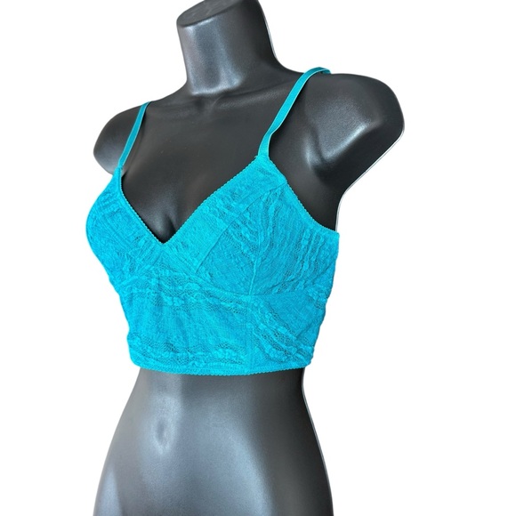 Free People Other - Free People Intimately Teal Lace Bralette Size M Wireless Longline
